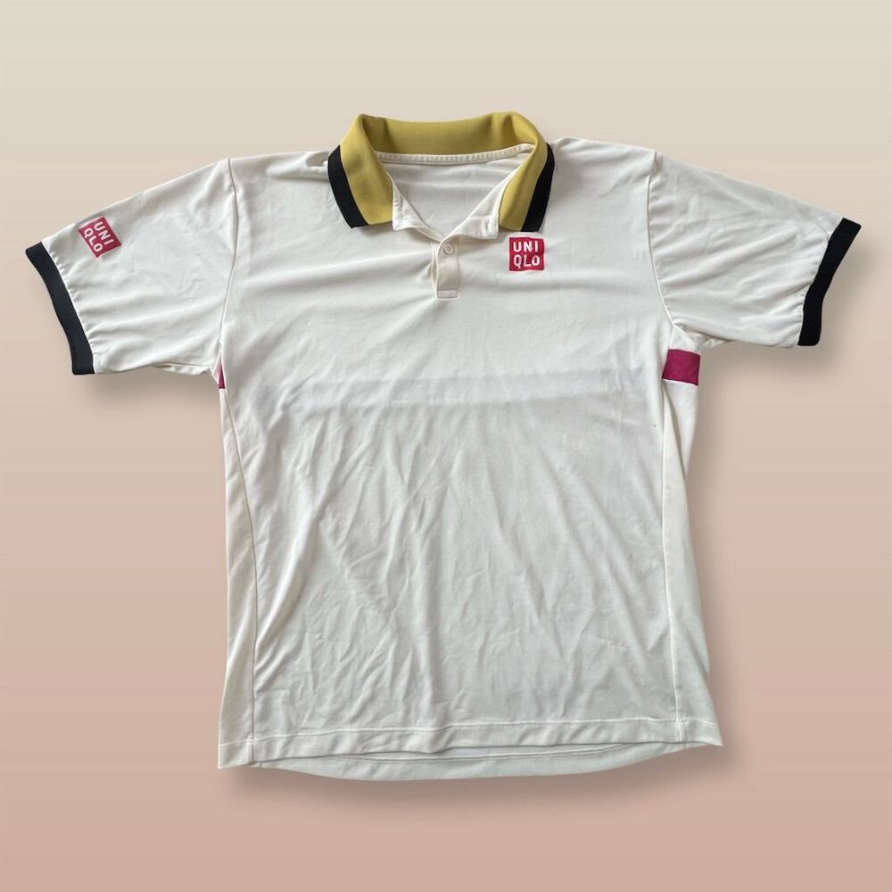 UNIQLO x Kei Nishikori Men's 2XL White Tennis Polo Shirt Dry-Ex